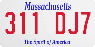 MA license plate 311DJ7