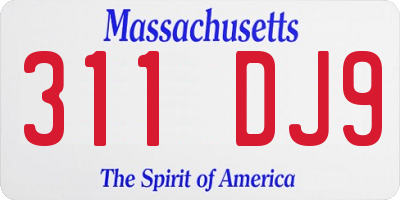 MA license plate 311DJ9