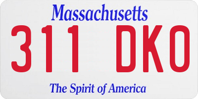 MA license plate 311DK0