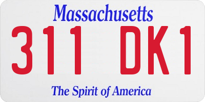 MA license plate 311DK1