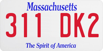MA license plate 311DK2