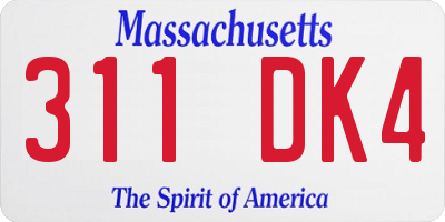 MA license plate 311DK4