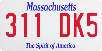 MA license plate 311DK5