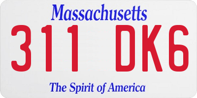 MA license plate 311DK6
