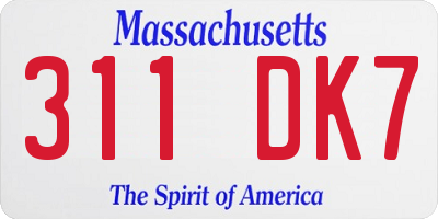 MA license plate 311DK7