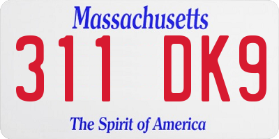MA license plate 311DK9