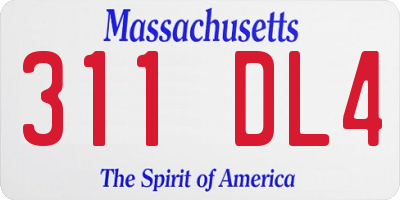 MA license plate 311DL4
