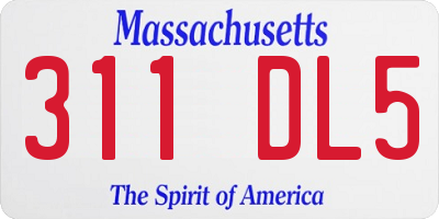 MA license plate 311DL5