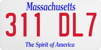 MA license plate 311DL7