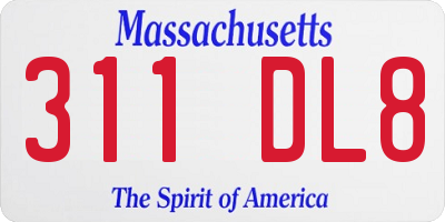 MA license plate 311DL8
