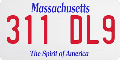 MA license plate 311DL9