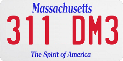 MA license plate 311DM3