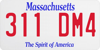 MA license plate 311DM4