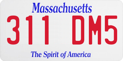 MA license plate 311DM5
