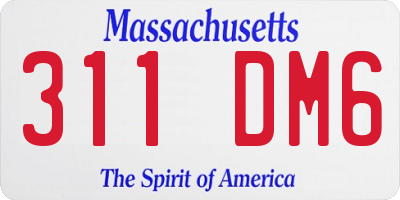 MA license plate 311DM6