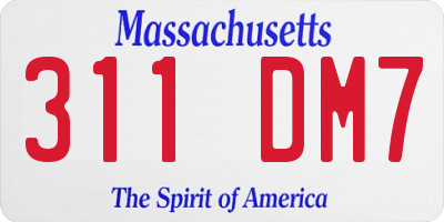 MA license plate 311DM7