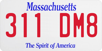 MA license plate 311DM8
