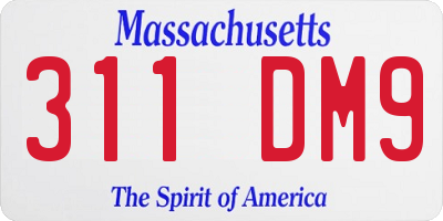 MA license plate 311DM9