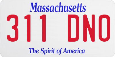 MA license plate 311DN0