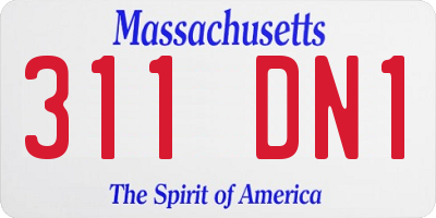 MA license plate 311DN1