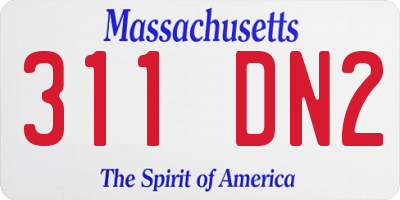 MA license plate 311DN2
