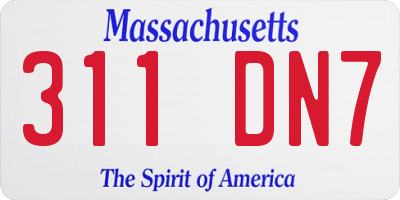 MA license plate 311DN7