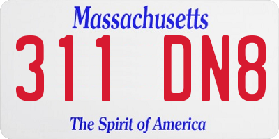 MA license plate 311DN8
