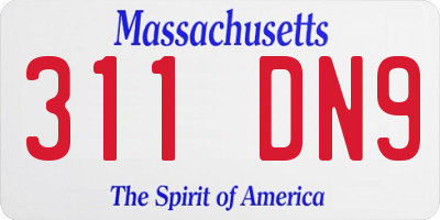 MA license plate 311DN9