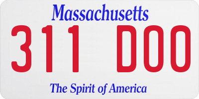 MA license plate 311DO0