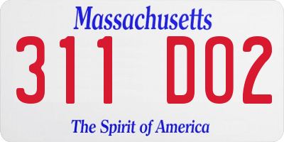 MA license plate 311DO2