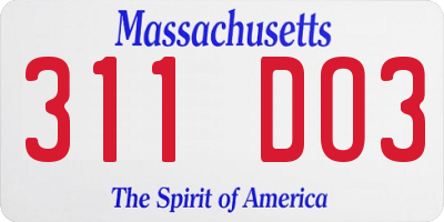 MA license plate 311DO3