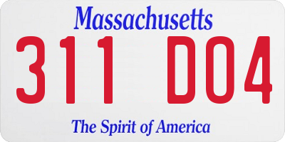 MA license plate 311DO4