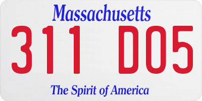 MA license plate 311DO5