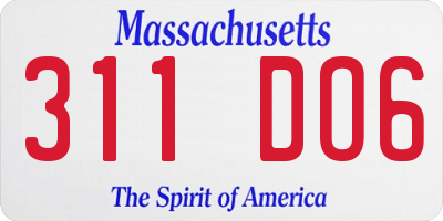 MA license plate 311DO6