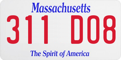 MA license plate 311DO8