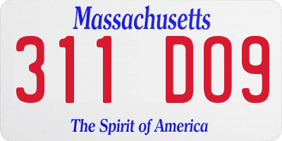 MA license plate 311DO9
