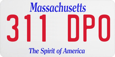 MA license plate 311DP0