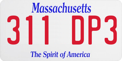 MA license plate 311DP3