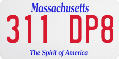 MA license plate 311DP8