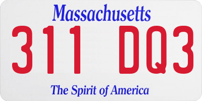 MA license plate 311DQ3