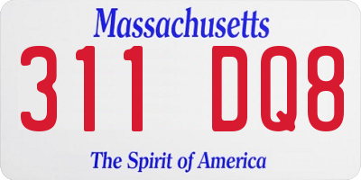 MA license plate 311DQ8