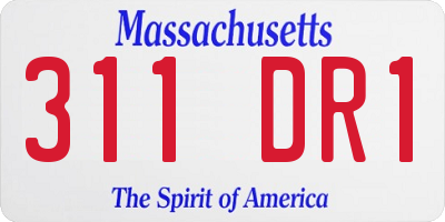 MA license plate 311DR1