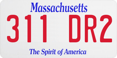 MA license plate 311DR2