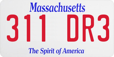 MA license plate 311DR3