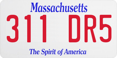 MA license plate 311DR5