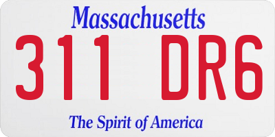 MA license plate 311DR6