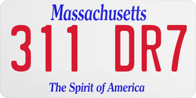 MA license plate 311DR7