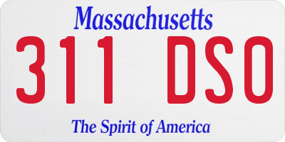 MA license plate 311DS0