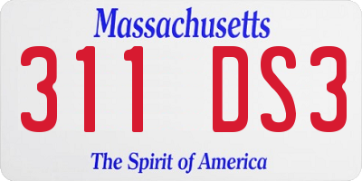 MA license plate 311DS3