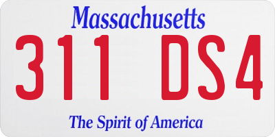 MA license plate 311DS4